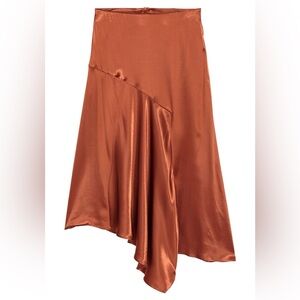 H&M copper satin midi skirt